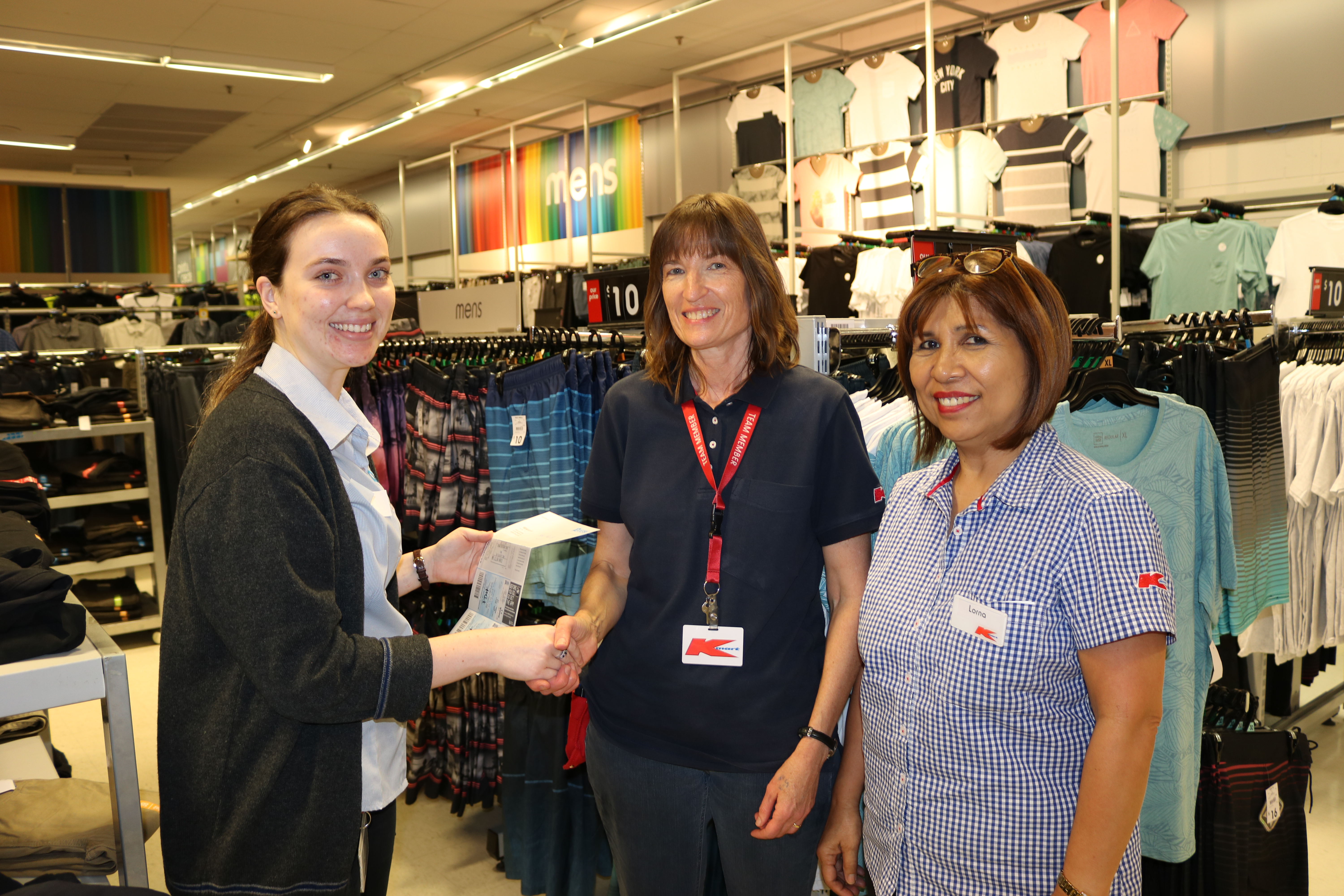 SDA organiser Rachel Elliott with Bronwyn in the middle with Shop Steward Lorna Hudson. 